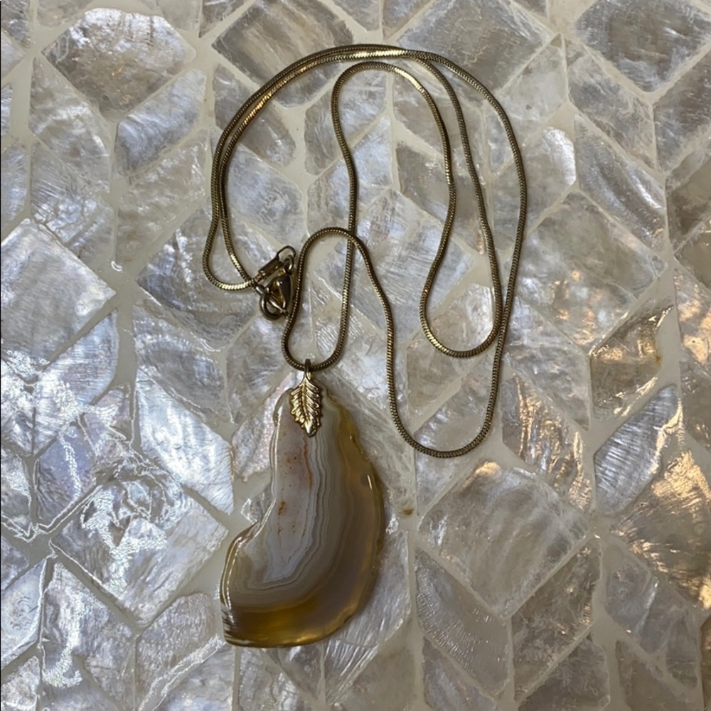 Yellow Agate Stone Sliver Necklace